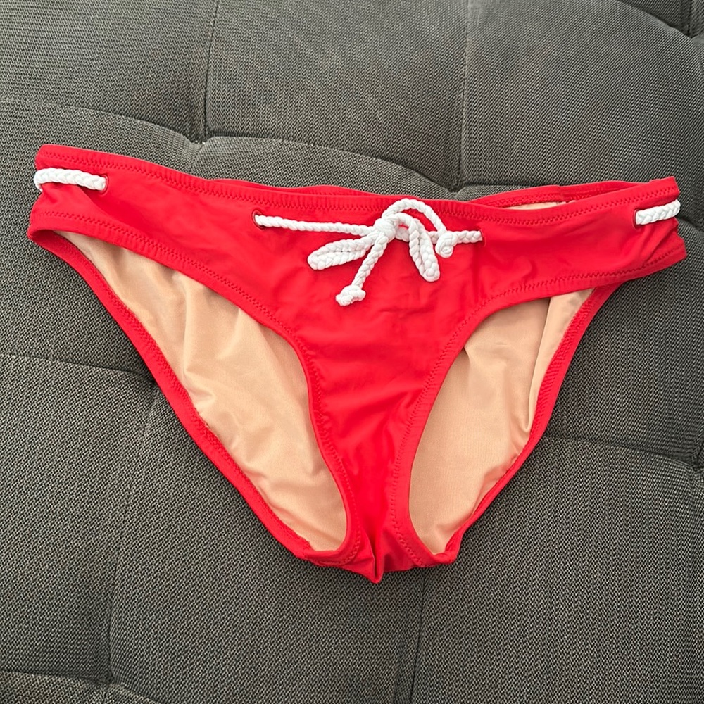 J. Crew Sz. S bikini bottoms. Red with white rope.